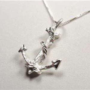 STERLING SILVER RUSTIC MARITIME ANCHOR NECKLACE